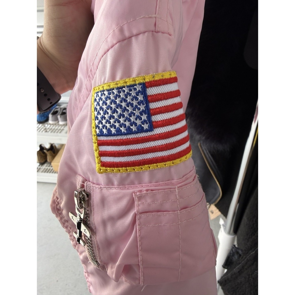 Up And Away USAF MA-1 Flight Jacket Girls 3T Pink Bomber Top Gun Pilot Patches - Picture 8 of 10